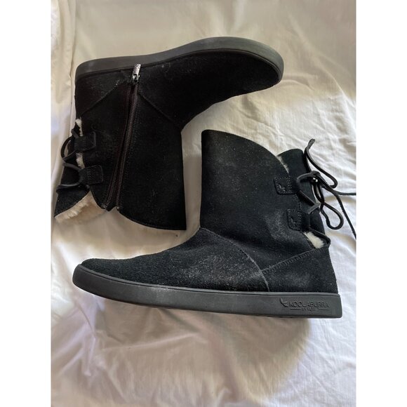 Koolaburra By Ugg Womens Shazi Short Black Boots US 8 Water-Resistant Suede Lace - Picture 3 of 12